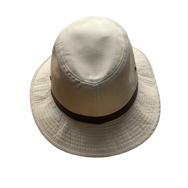 Duluth Trading Co Mens Khaki Safari Hat W/ Ventilation & Faux Leather Band M/L