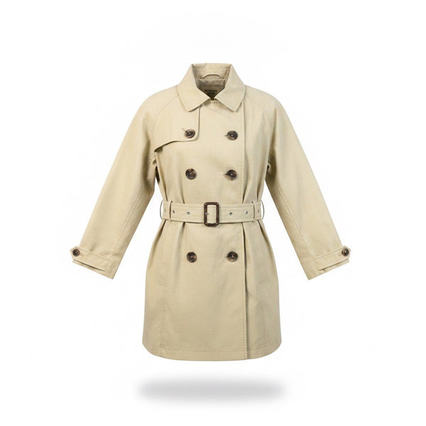 L.L.Bean Women’s Beige Trench Coat Belted Double-Breasted Petite Sz XL 