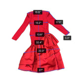 Morton Myles Womens Red Satin Tiered Bow Detail Long Sleeve Elegant Dress Sz 10