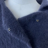 Womens Navy Blue/ Grey Wrap Cape Coat Oversized Style Sz 175/92A US L