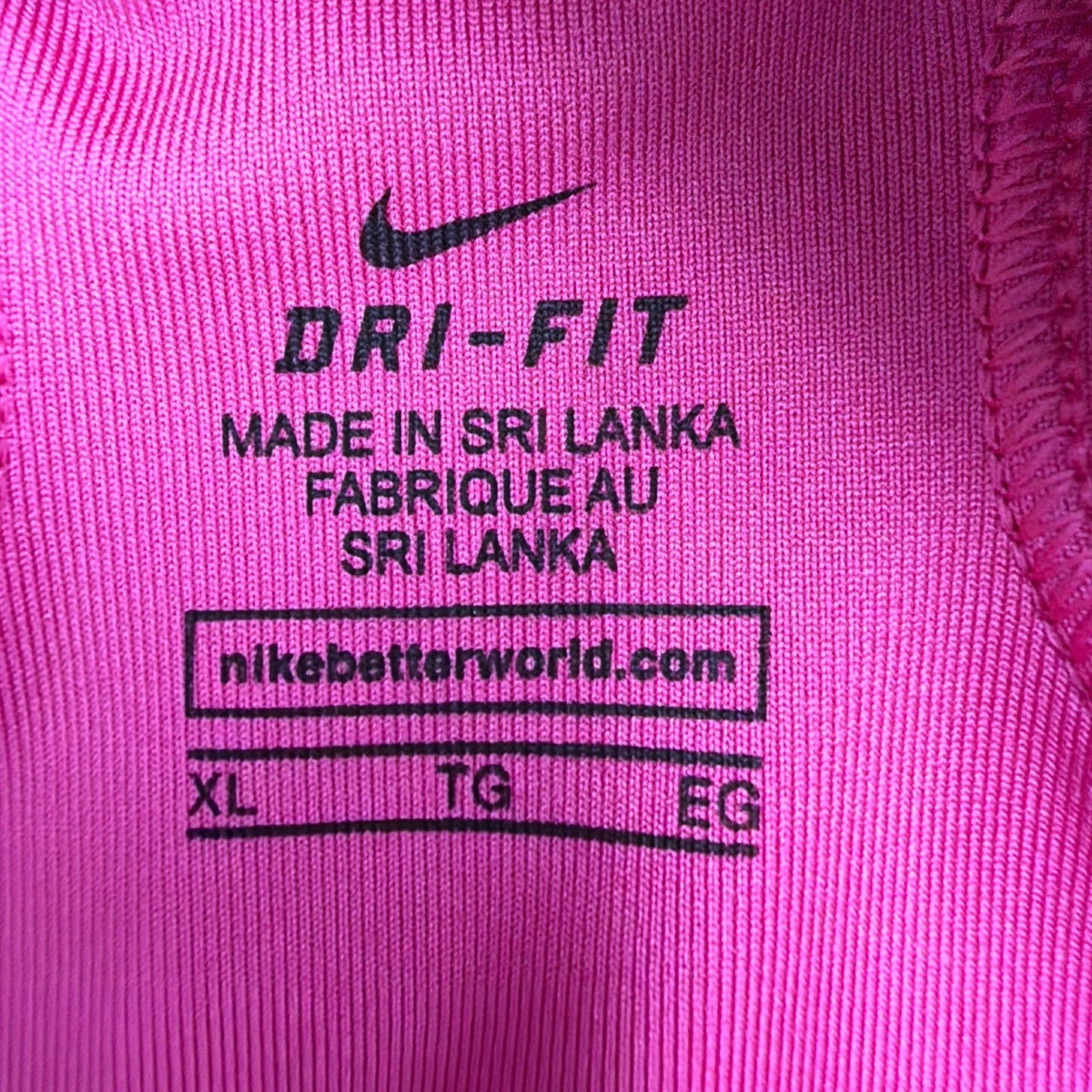 Nike Womens Pink Sports Bra Dri-Fit Medium Support With Black Trim Sz XL