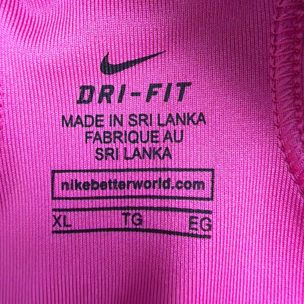 Nike Womens Pink Sports Bra Dri-Fit Medium Support With Black Trim Sz XL