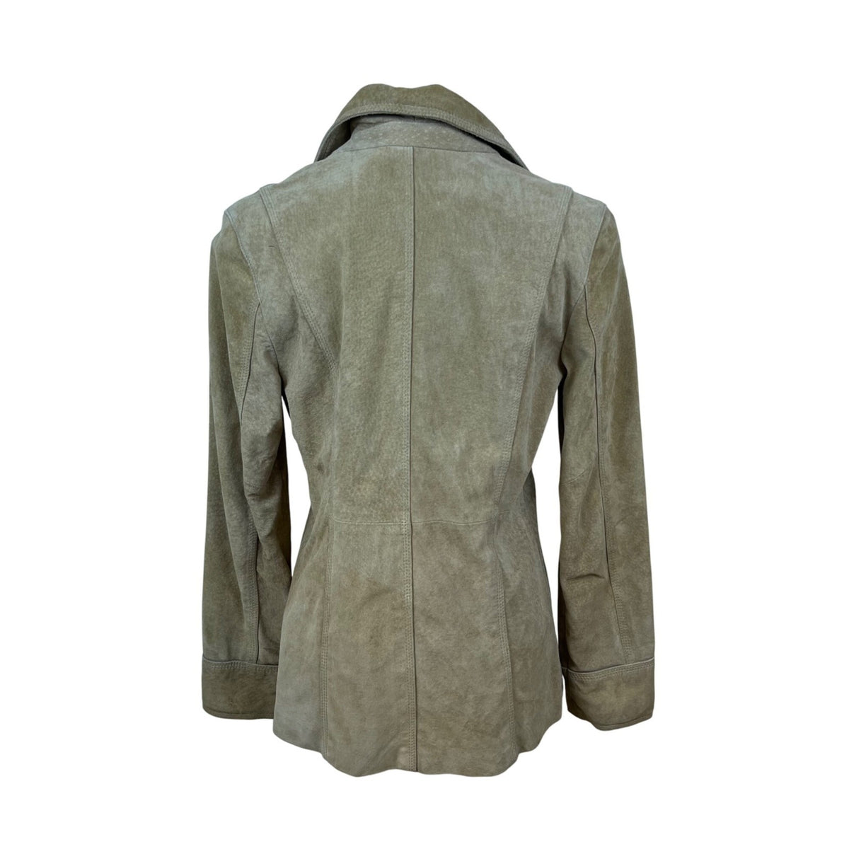 Suede Womens Beige Jacket  3-Button Closure Long Sleeves Neutral Colorway