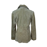 Suede Womens Beige Jacket  3-Button Closure Long Sleeves Neutral Colorway