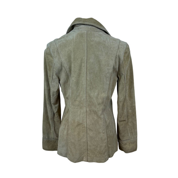 Suede Womens Beige Jacket  3-Button Closure Long Sleeves Neutral Colorway