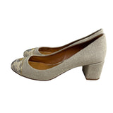 Tory Burch Women’s Natural Gold Tejus Lizard Print Heels Sz 9M -