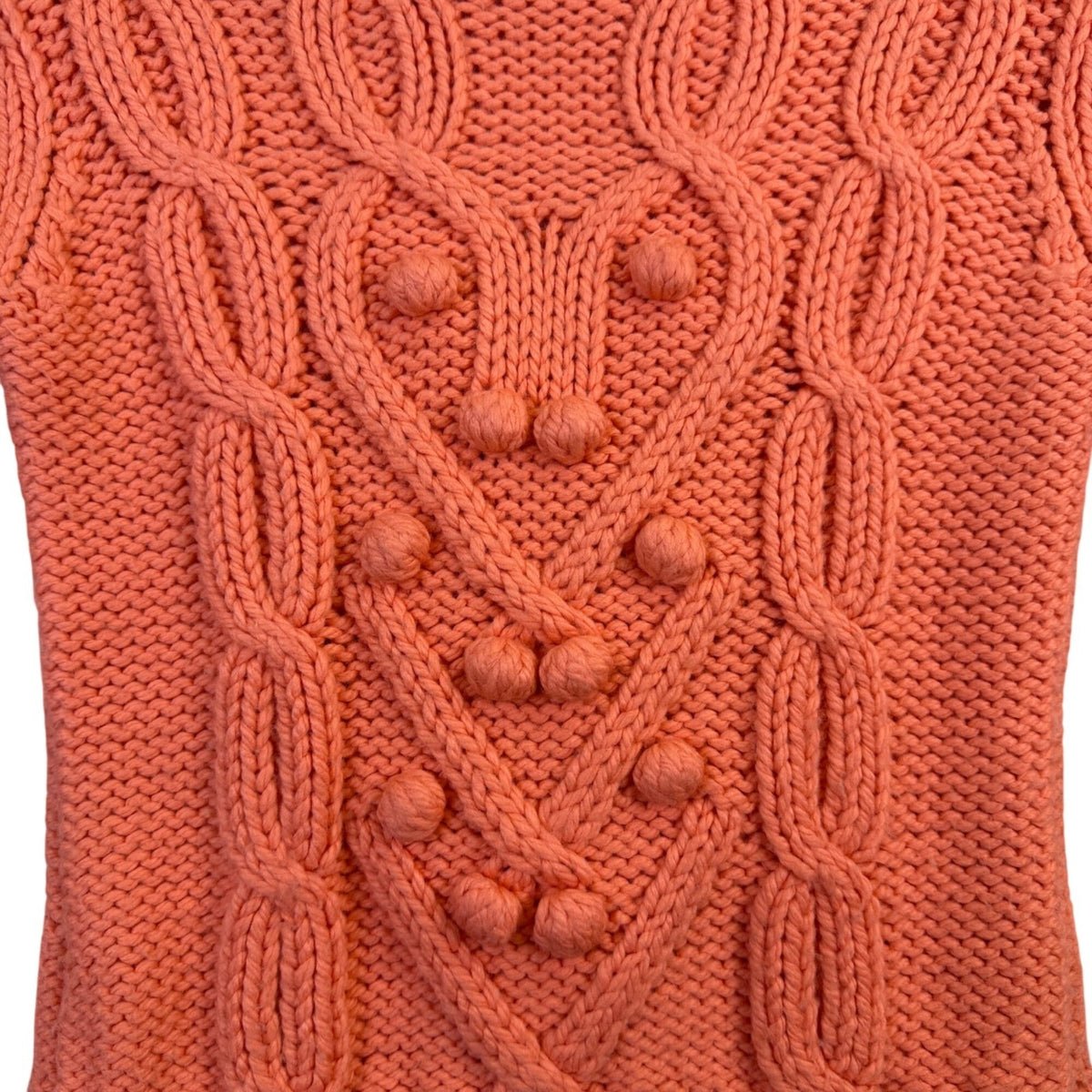 Elodie Womens Orange Cable Knit Sweater Button Detail Long Sleeve Sz S