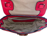 J.Crew Women’s Red Leather With Adjustable Crossbody Strap Saddle Bag