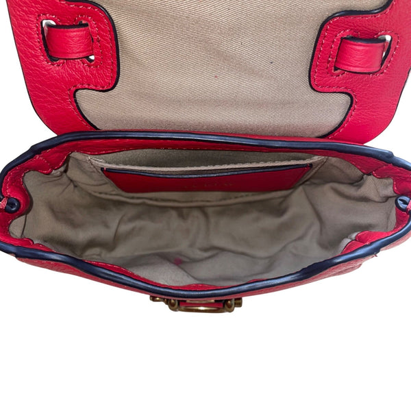 J.Crew Women’s Red Leather With Adjustable Crossbody Strap Saddle Bag