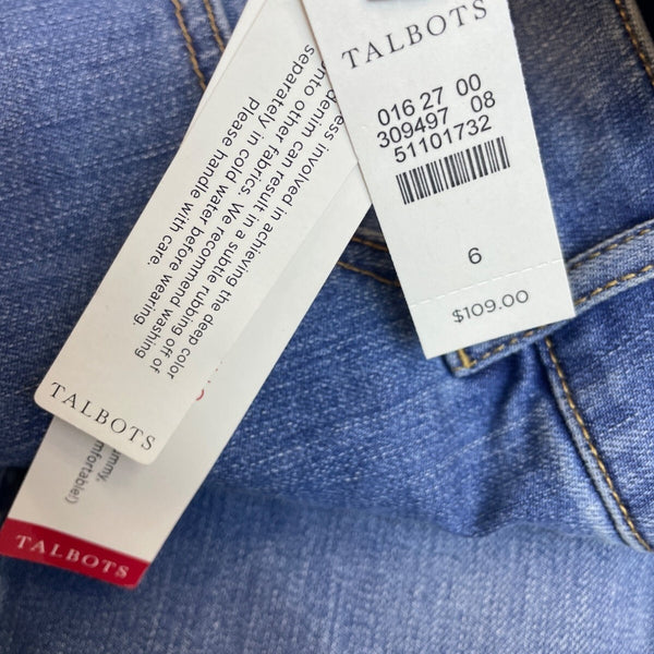 Talbots Women's Blue Medium Wash Embroidered Mid-Rise Jeans Sz 6 - New