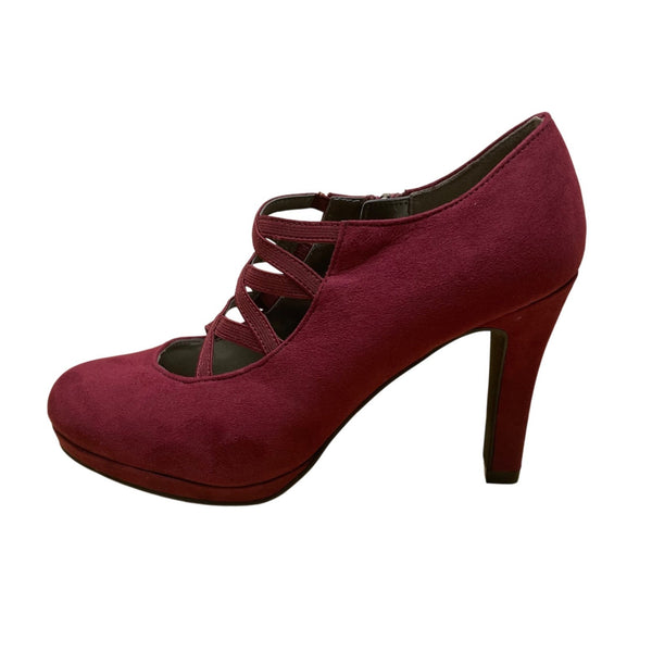 Lauren Blakwell Women’s Purple Suede Crisscross Strap Marika Platform Pumps Sz 7