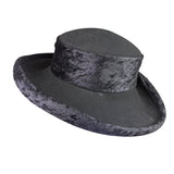 Importina Bollman Unisex Black Velvet-Finish Wool Vintage Style Wide Brim Hat