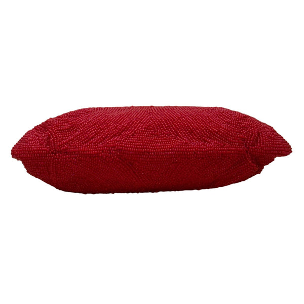 Saks Fifth Avenue Women’s Red Spiral Beaded Vintage Design Clasp Closure Pouch