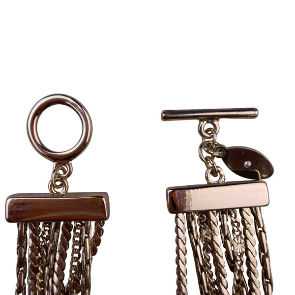 Ann Taylor Women Gold Tone Metal Multi-Strand Chain Toggle Bracelet 7.5 Inches