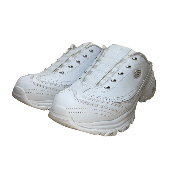 Skechers Women’s White DLites Air-Cooled Memory Foam Slip On Mules Size 10