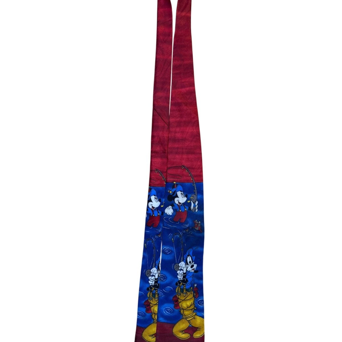 Disney Mickey Red & Blue Neck Tie Cartoon Theme Microfiber Fishing Motif