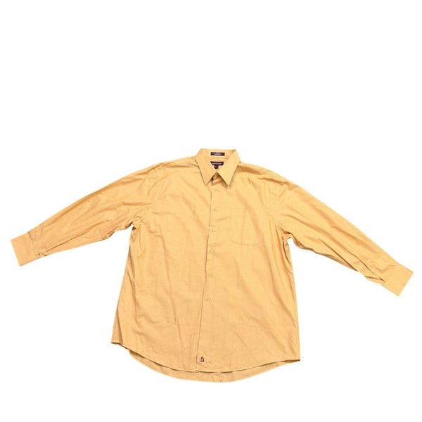 Nordstrom Mens Yellow Cotton Long Sleeve Button-Up Shirt With Pocket Size 17 1/2