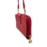 Lorenzi Women’s Cherry Red Leather Evening Bag with Gold Details Sz S