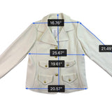 Joan Rivers Womens Ivory Blazer Jacket Large Textured Gold Button Design