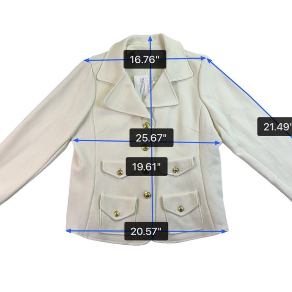 Joan Rivers Womens Ivory Blazer Jacket Large Textured Gold Button Design
