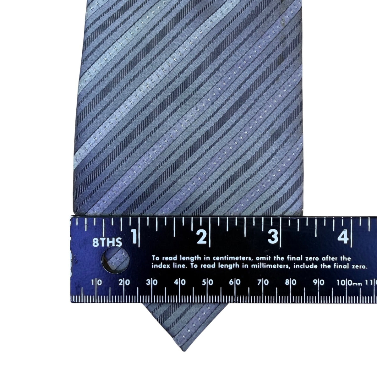 Kenneth Cole Mens Grey/Blue Silk Handmade Striped Tie Business Formal