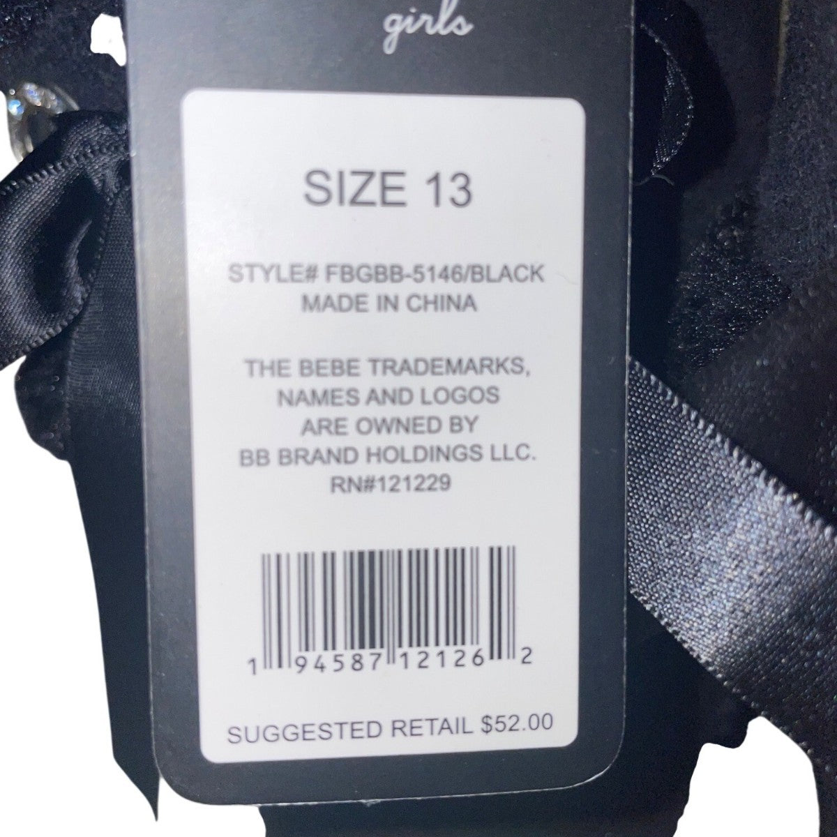 Bebe Girls Black Faux Suede Rhinestone Bow Winter Boots Size 13