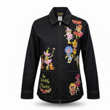 Bob Mackie Womens Black Floral Embroidered Jacket 