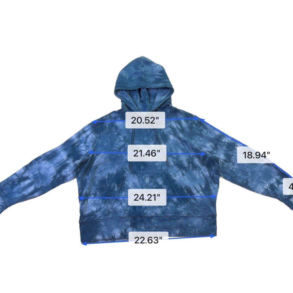 Athleta Womens Blue Tie Dye Cotton Hoodie Pullover Sweatshirt Size 2X