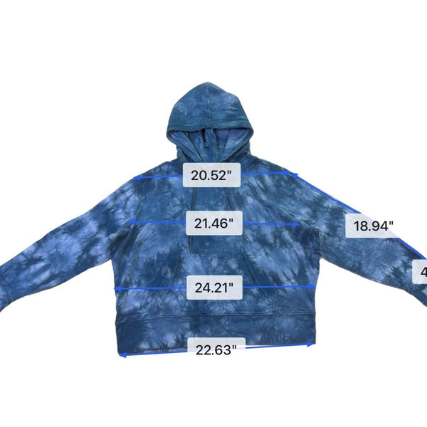 Athleta Womens Blue Tie Dye Cotton Hoodie Pullover Sweatshirt Size 2X