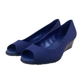 Bandolino Women’s Blue Navy Wedge Candra 2 Peep-Toe Shoes Size 7.5M