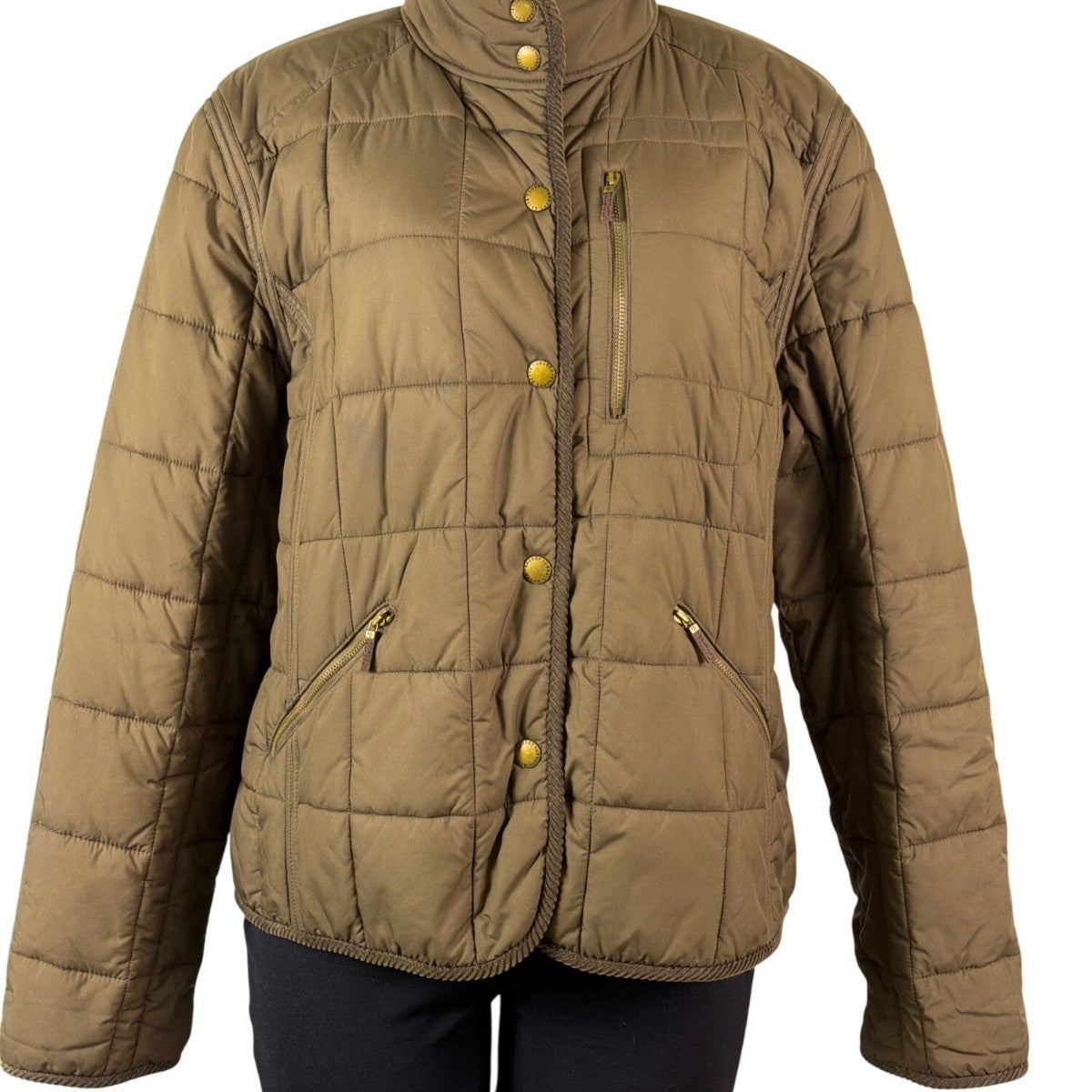 Lauren Ralph Lauren Womens Olive Puffer Jacket Quilted Snap/Zip Sz XL