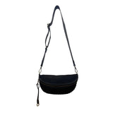 Shiraleah Womens Black Faux Leather Whipstitch Crescent Adjustable Crossbody Bag