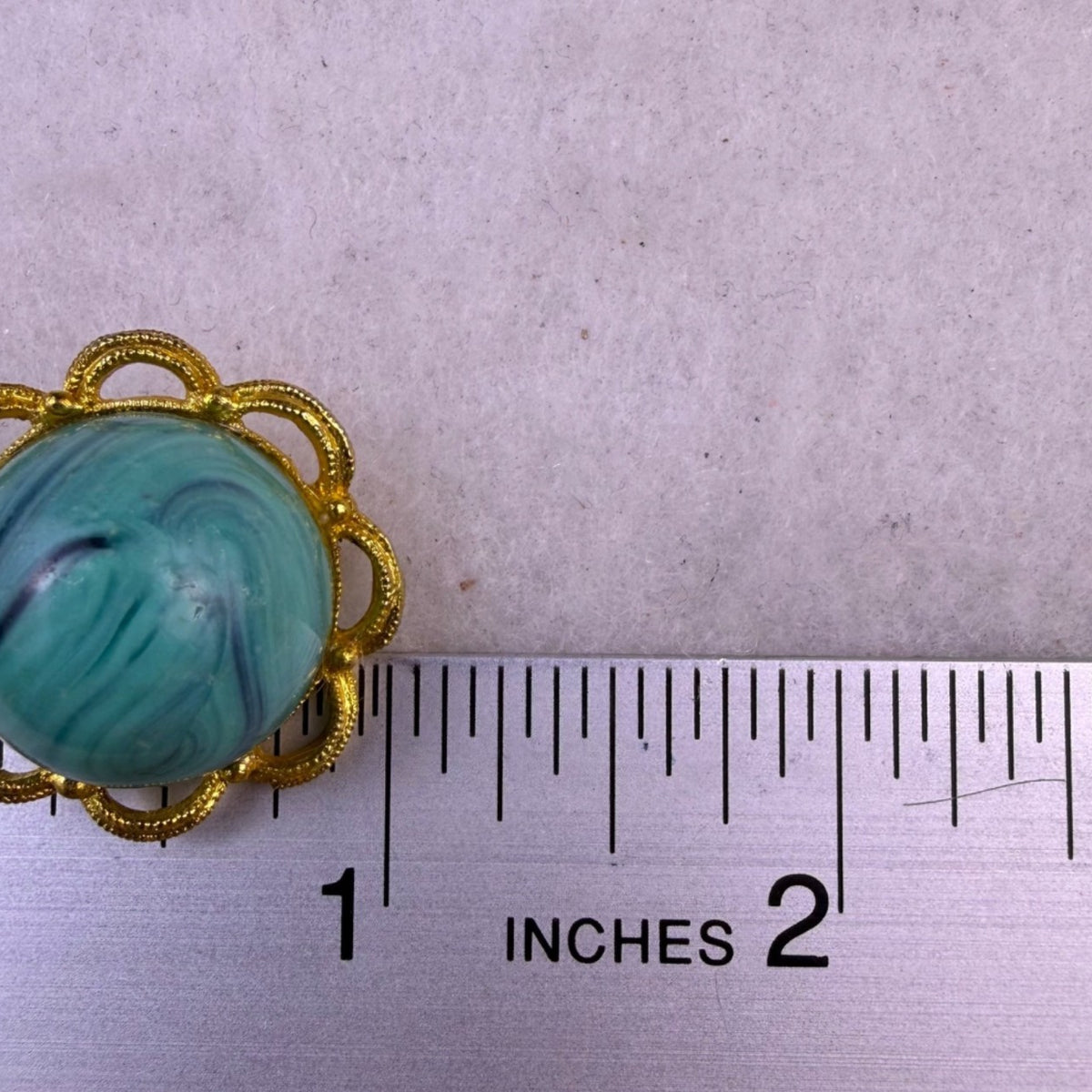 Fibe Womens Gold Tone Blue Swirl Cabochon Clip-On Earrings Vintage
