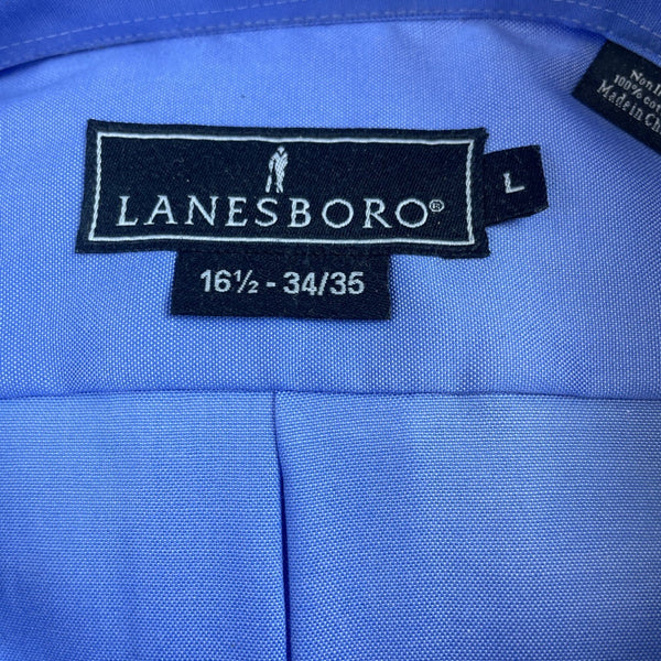 Lanesboro Mens Blue Cotton Non-Iron Long Sleeve Dress Shirt 16.5 34/35 - New