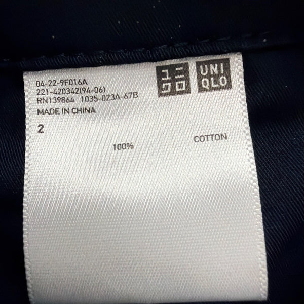 Uniqlo Womens Navy Cotton High-Waisted Corduroy Wide Cropped Pants Size 2