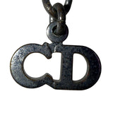 Christian Dior Womens Silver Tone Necklace D Logo Designer Charm Vintage Style
