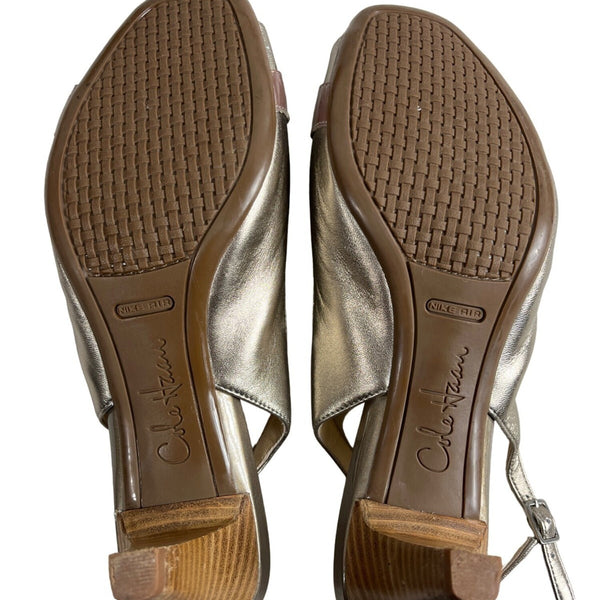 Cole Haan Women's Vintage Silver Air Eliana Ot Sling Heels Sz 9B