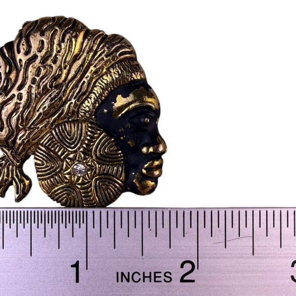 Gold Tone Womens Abstract Textured Brooch Decorative Button Face Design
