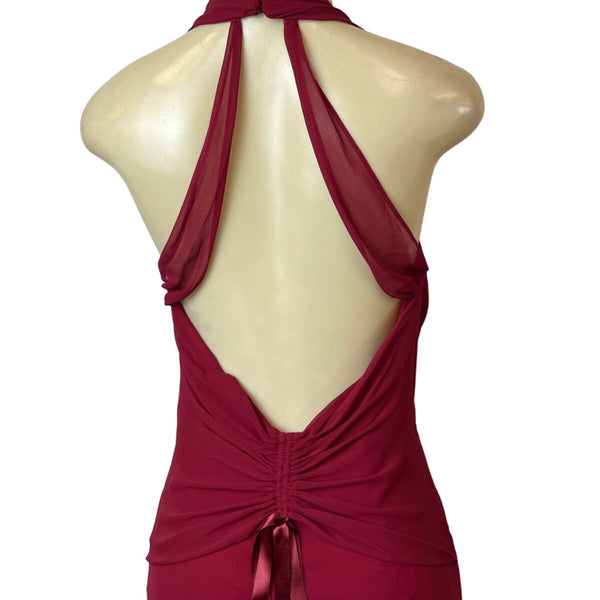 Bill Levkoff Red Cranberry Long Haltered Womens Dress Sz 10 - New