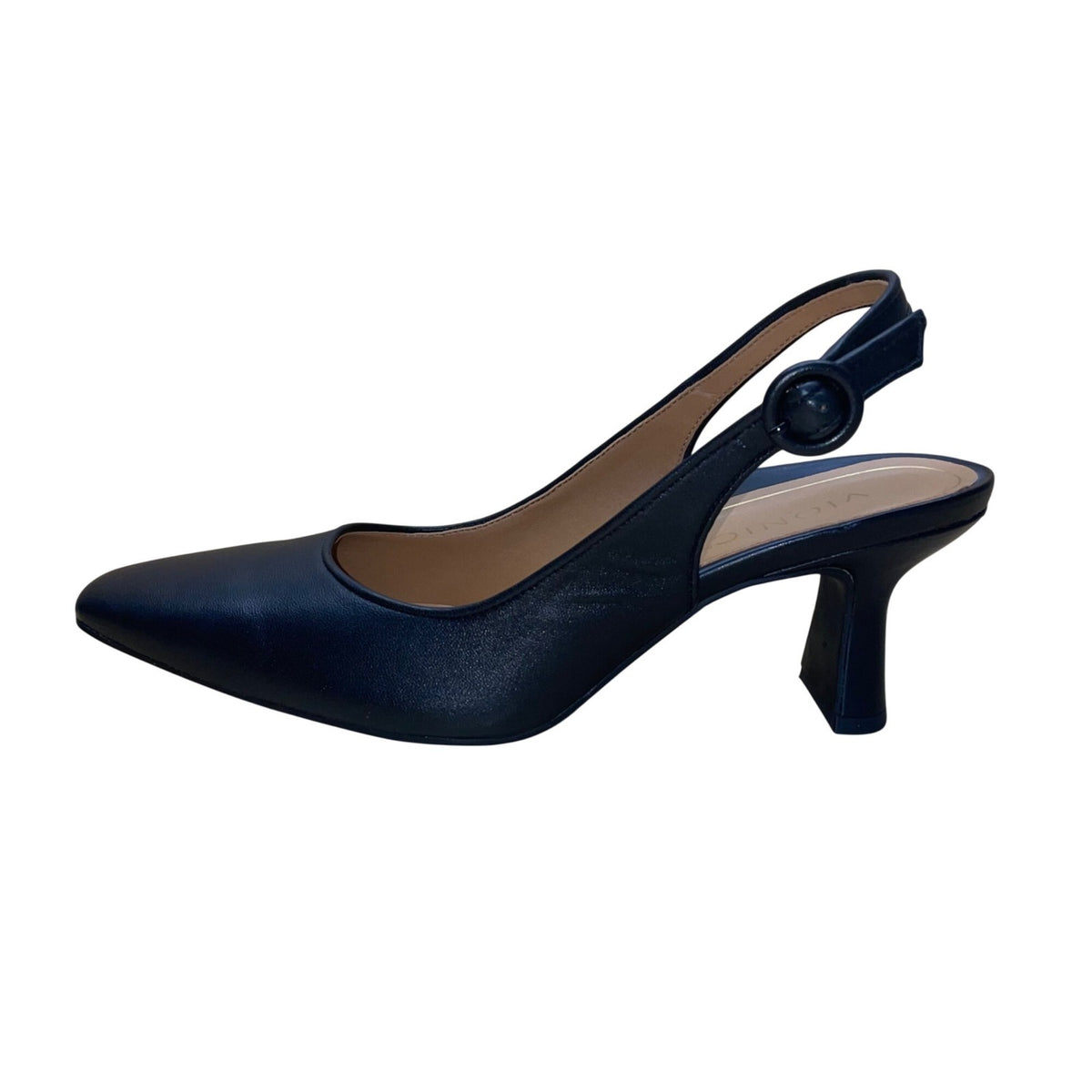 Women’s Black Leather Perris Slingback Heels Size 9.5