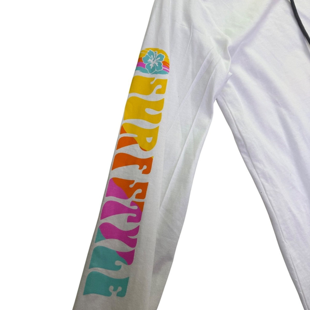 Surf Style Womens White Hooded Long Sleeve Graphic Shirt Size XL