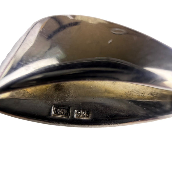 Loru Sterling Silver Modernist Pendant & Drop Earrings Set Abstract Mid Century