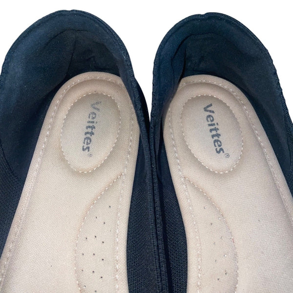 Veittes Women’s Black Knitted Fabric Loafers Slip-On Flat Shoes Size 11W