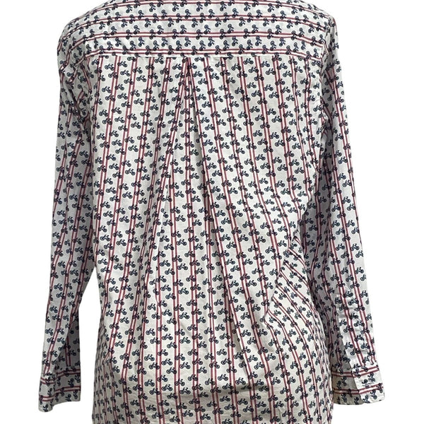 Grayson Women's Bycicle Print Longsleeve Dress Shirt Sz 2 New