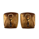 Monet Womens Gold Tone Clip-On Earrings Square Design Vintage Metal Jewelry