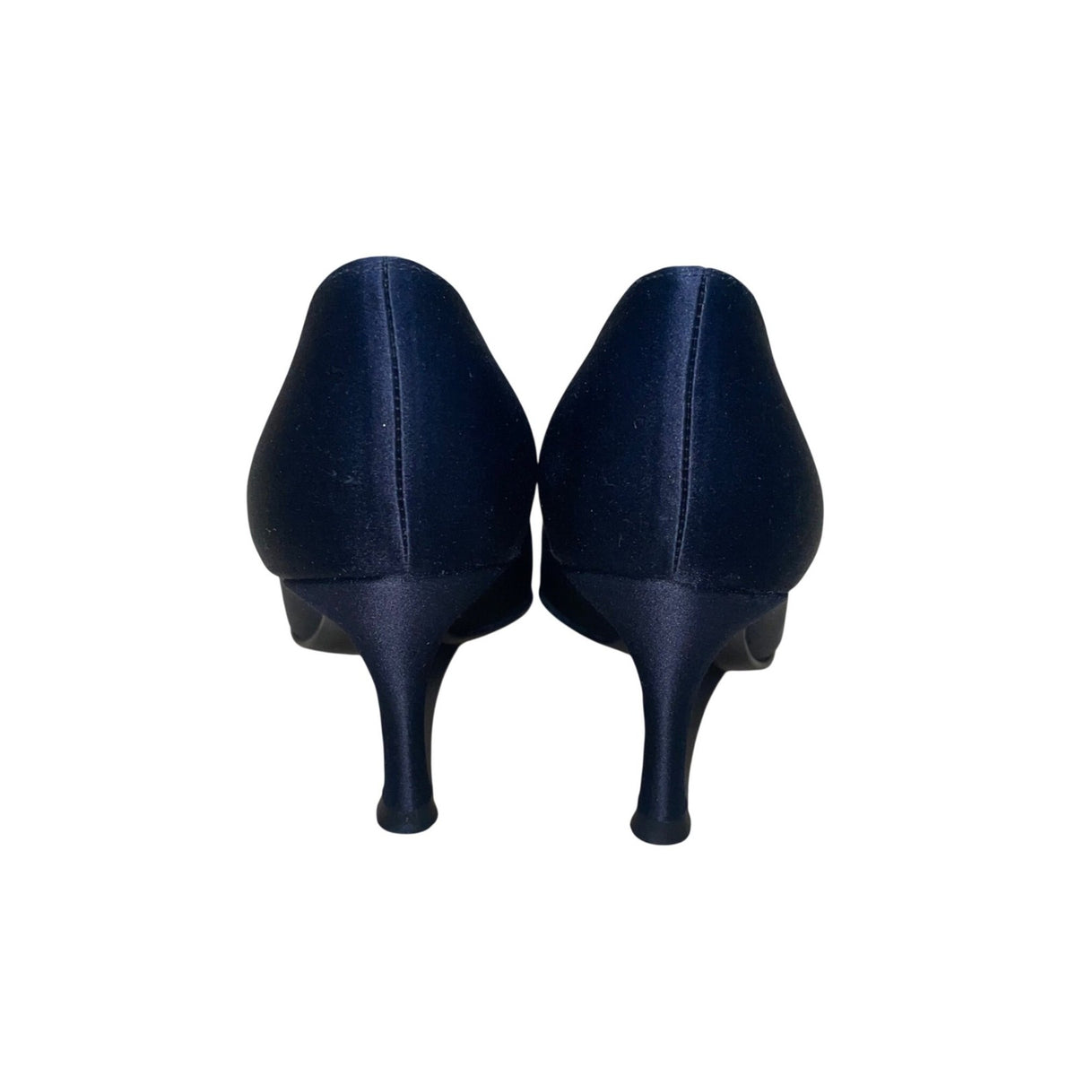 Stuart Weitzman Women’s Black Satin With Pleated Bow Peep Toe Heels Size 7M
