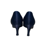 Stuart Weitzman Women’s Black Satin With Pleated Bow Peep Toe Heels Size 7M