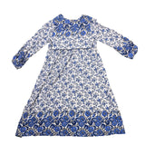 R. Vivimos Womens Blue/White Boho Floral Maxi Dress W/ Long Sleeves Size M