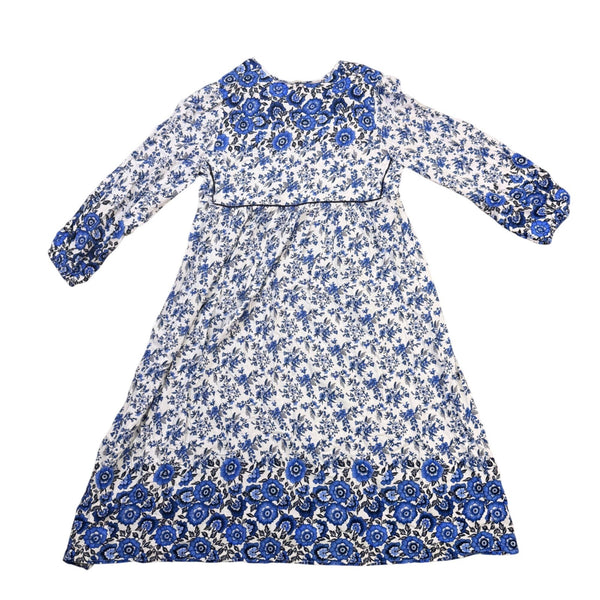 R. Vivimos Womens Blue/White Boho Floral Maxi Dress W/ Long Sleeves Size M
