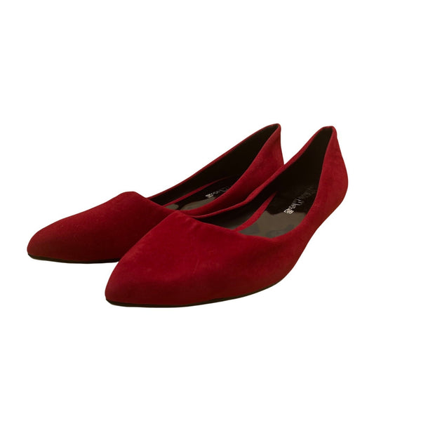 Xin Ma Women’s Red Faux Suede Slip-On Pointed Toe Ballet Low Heels Size 25